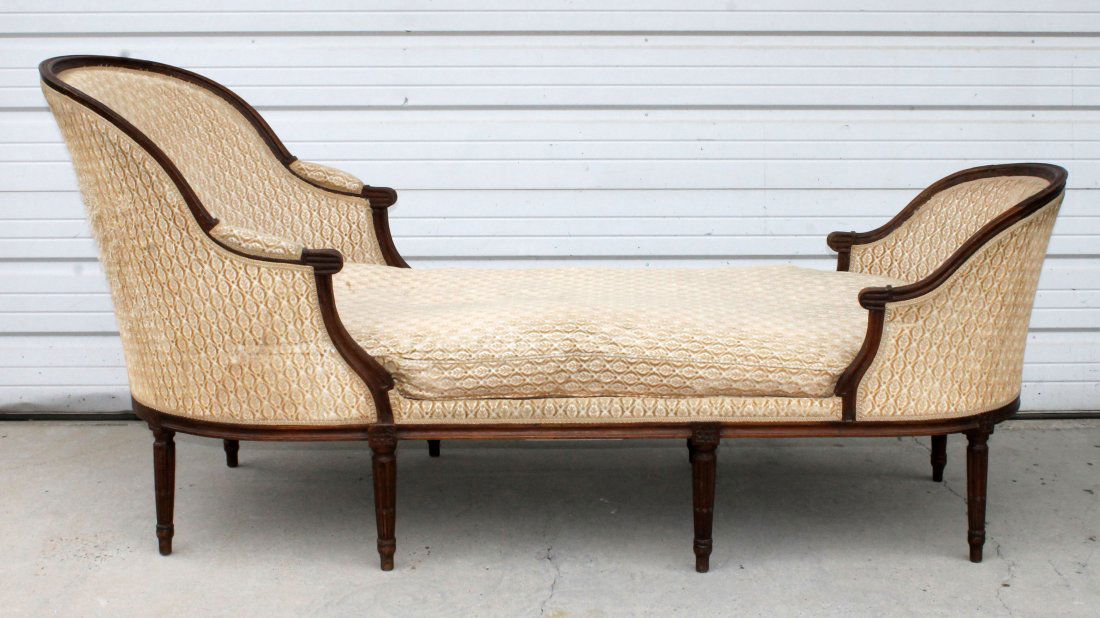 French Louis XVI carved walnut chaise longue (1 of 8)