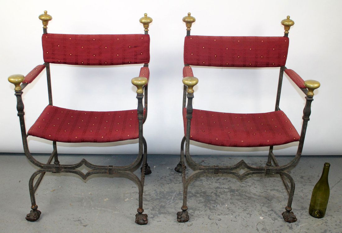Pair of French mid century wrought iron chairs (1 of 7)
