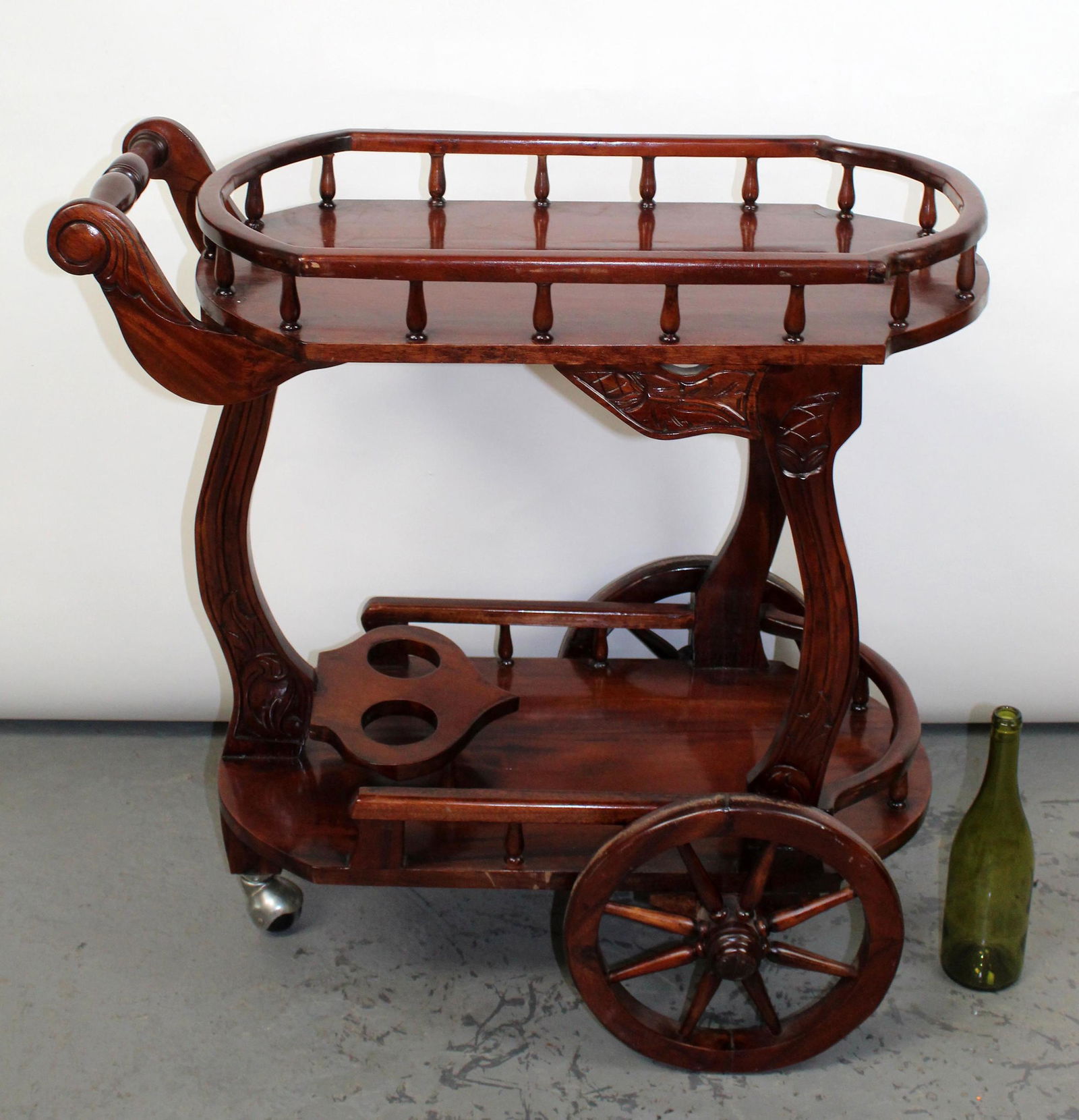 Mahogany rolling bar cart (1 of 8)