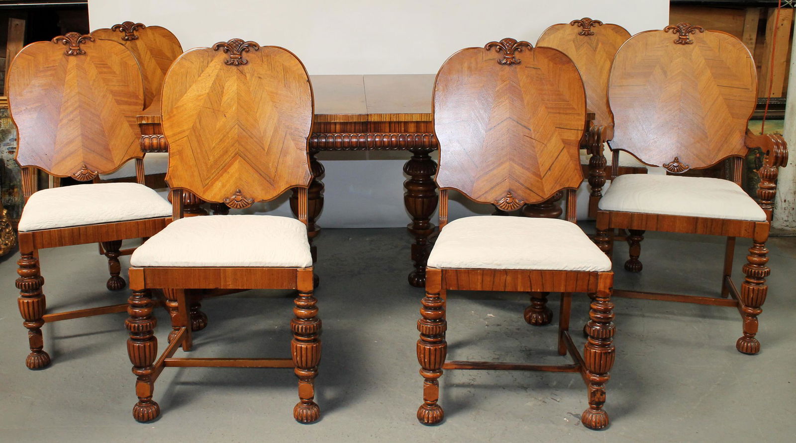 Art Deco table and chair set in walnut (1 of 14)