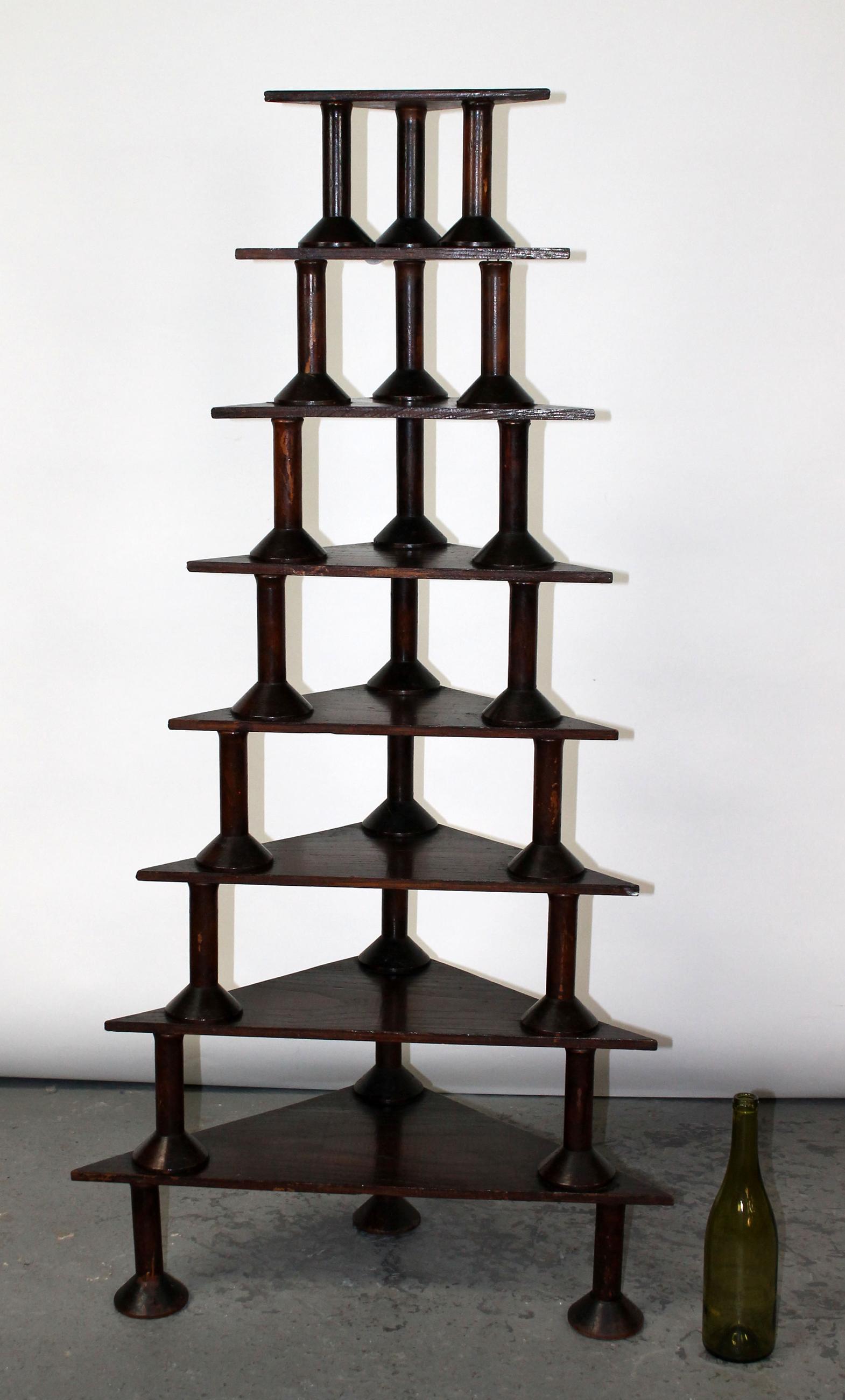 American Folk Art corner etagere shelves with spools (1 of 6)