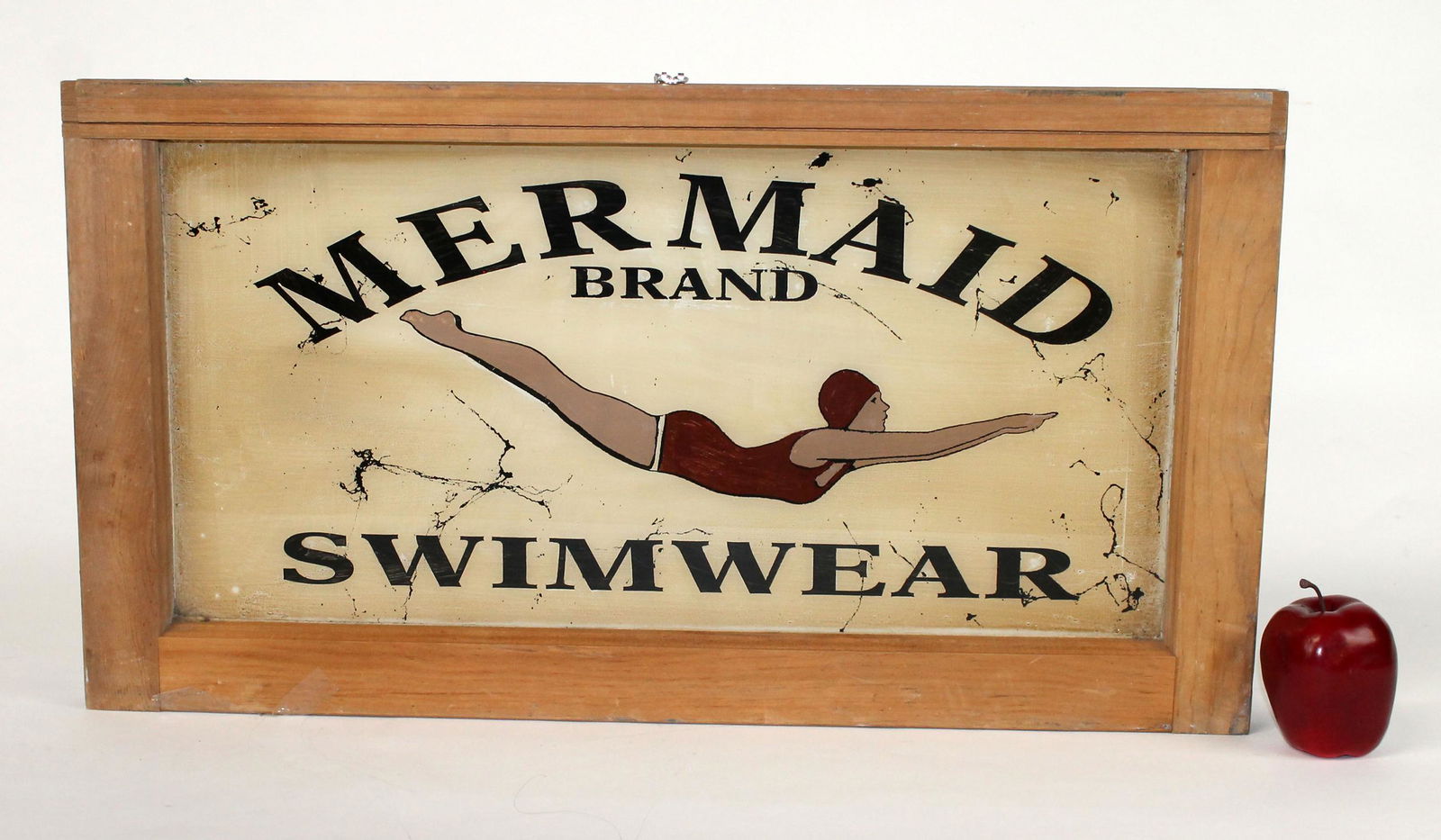 Reverse painted glass "Mermaid Swimwear" advertisement (1 of 5)