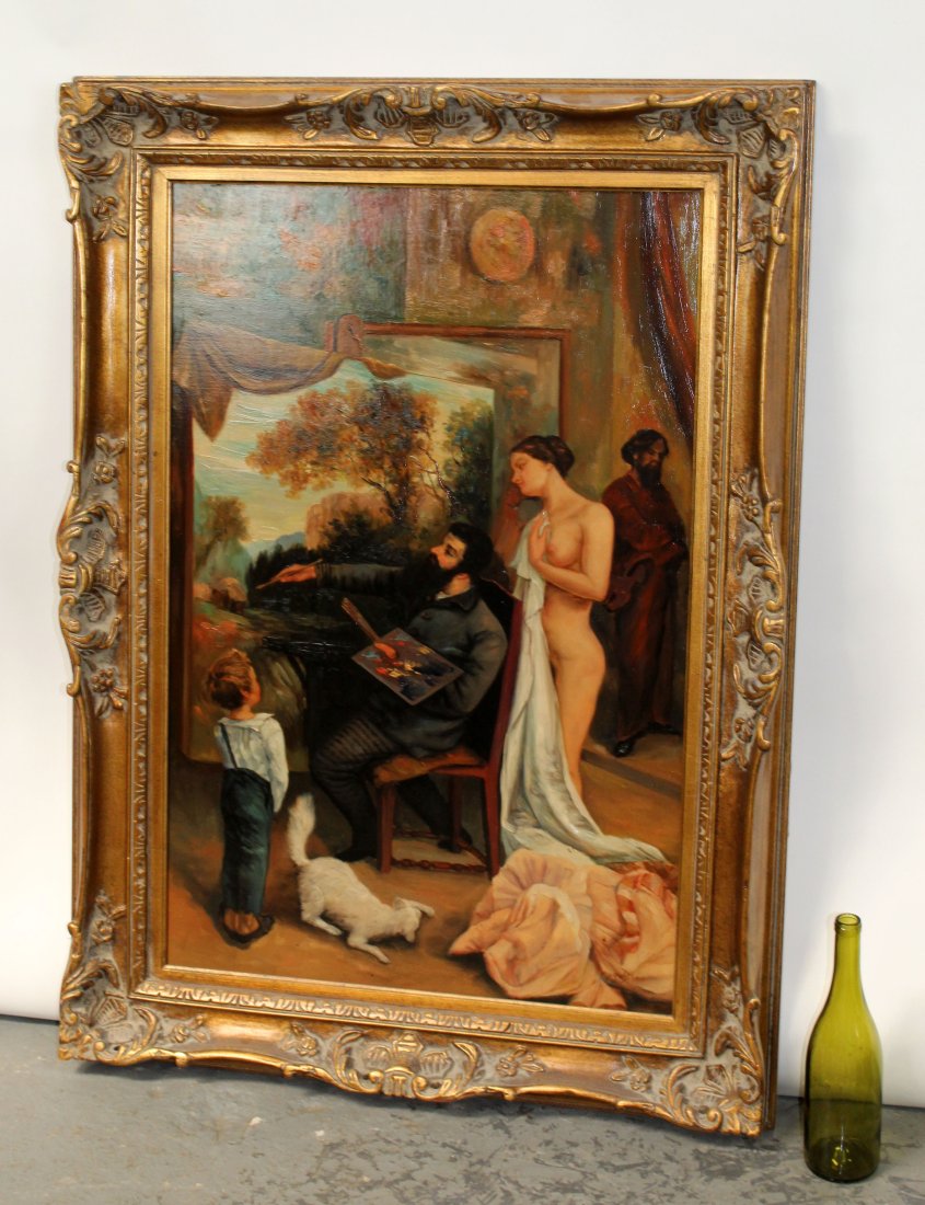 Oil on canvas painting after Courbet's The Artist Study (1 of 6)