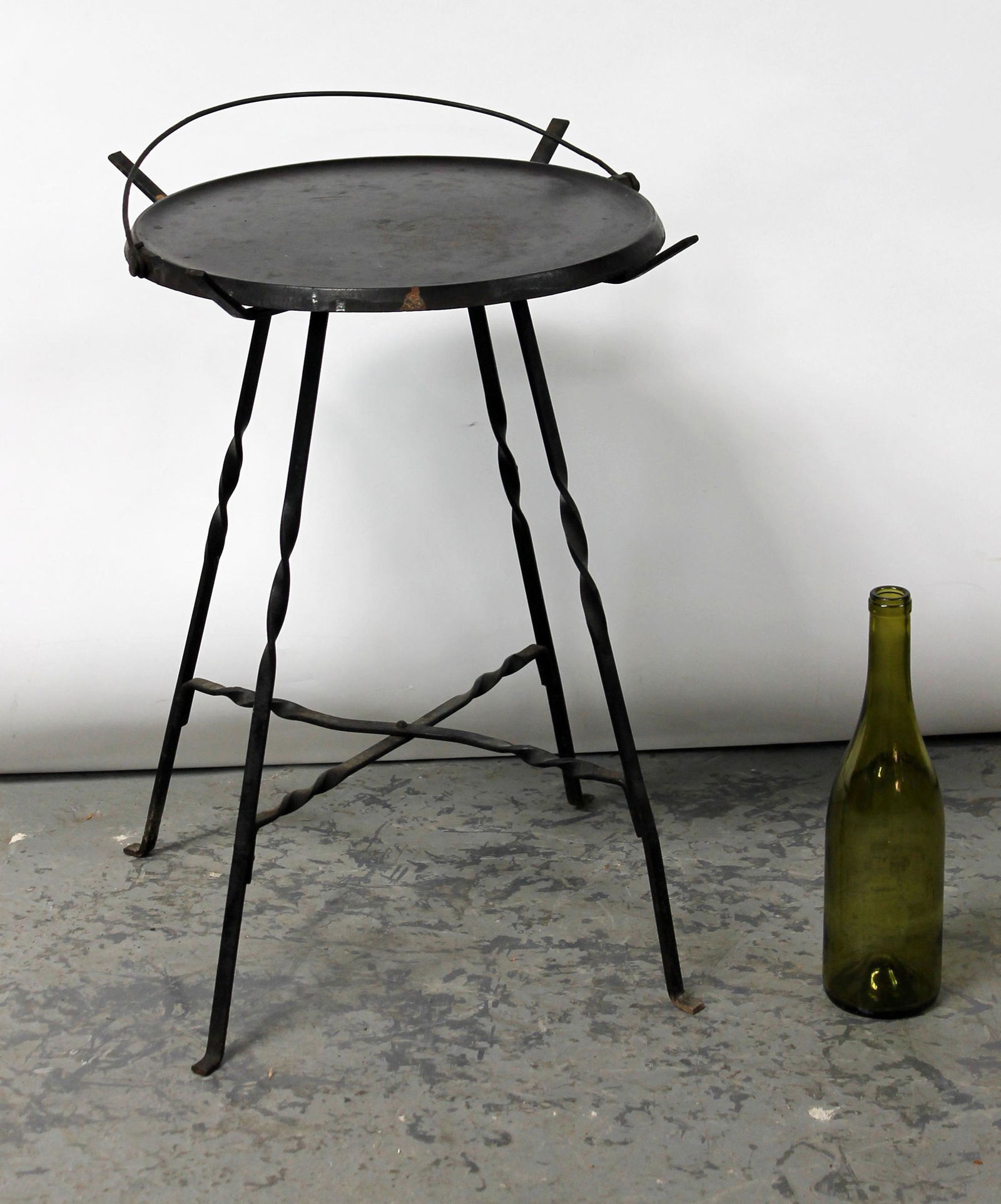 Antique cast iron cooking skillet on stand (1 of 8)