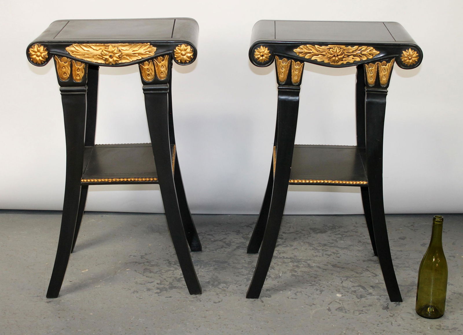 Pair Empire style cast side tables (1 of 7)