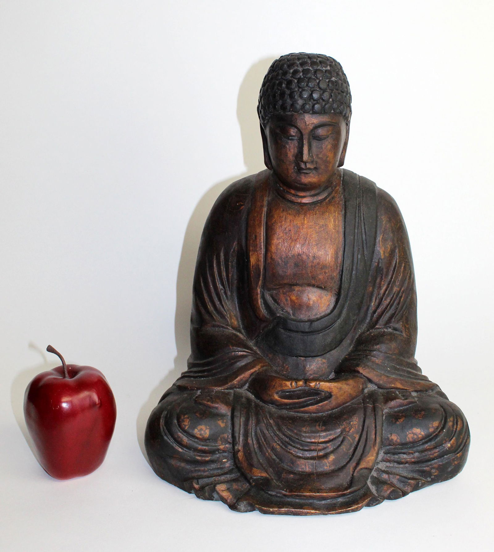 Carved wooden seated Buddha sculpture (1 of 6)