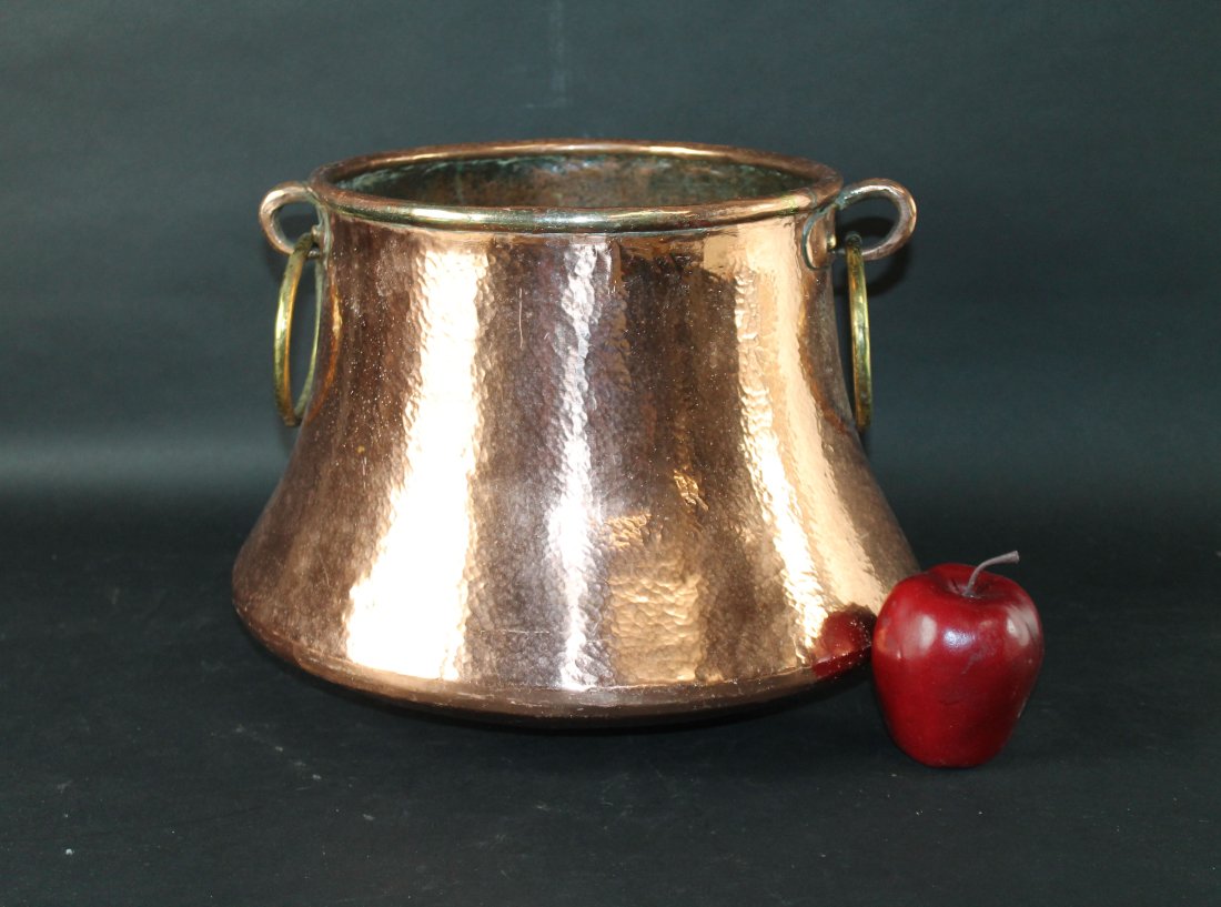 Antique French hammered copper bell pot (1 of 9)