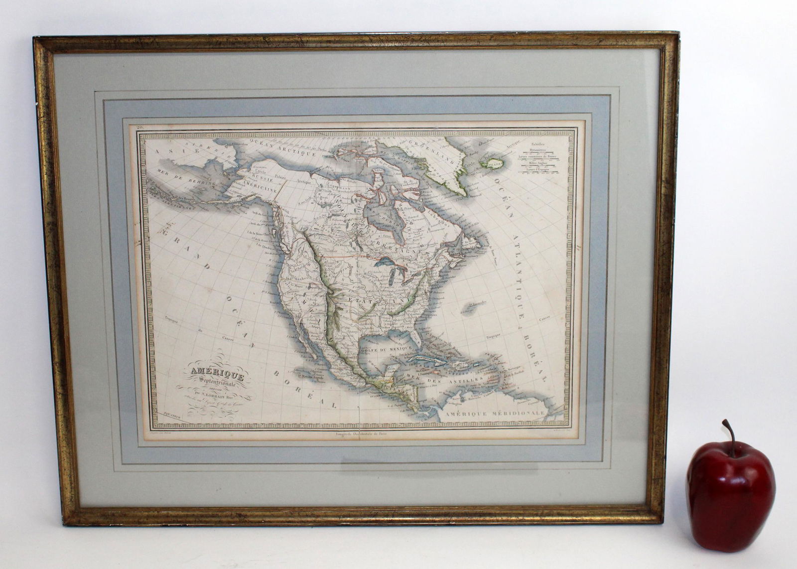 Antique French map of North America by N. Lorrain (1 of 8)