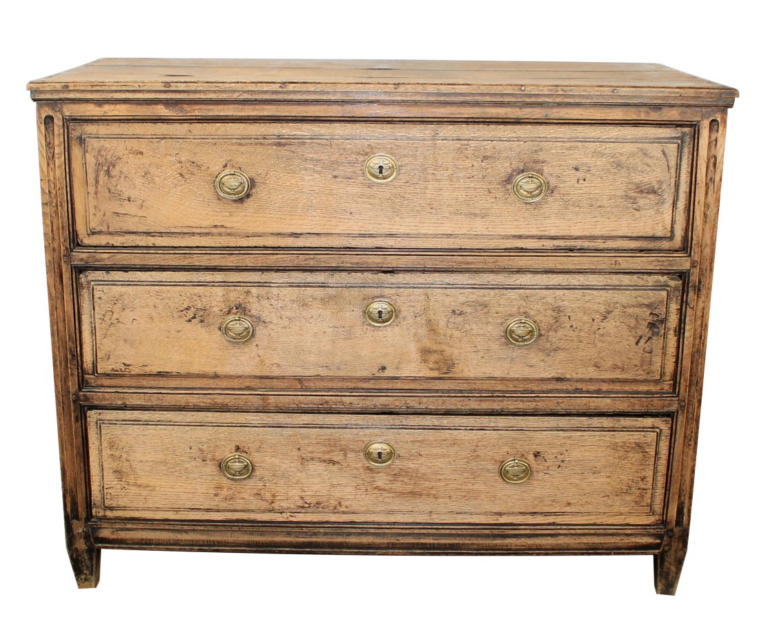 French Directoire 3 drawer commode in oak (1 of 10)