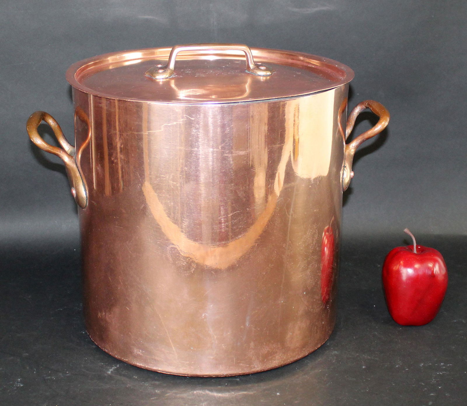French copper 30 cm stock pot with lid (1 of 11)