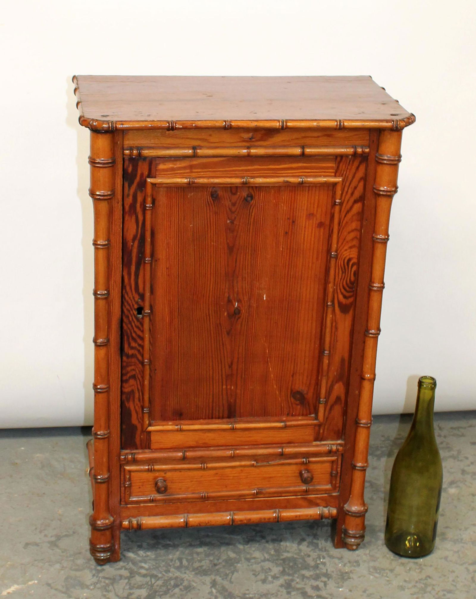 French faux bamboo small cabinet in pine (1 of 9)