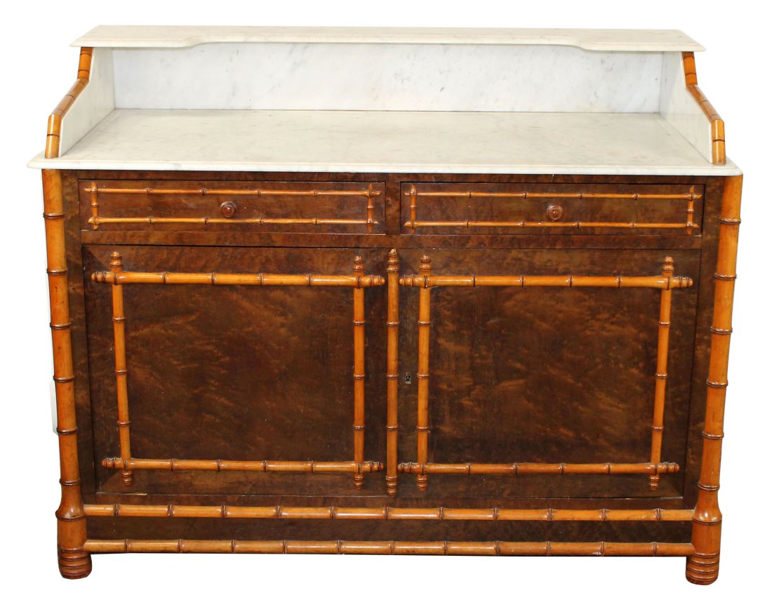 French faux bamboo wash stand with marble top (1 of 13)
