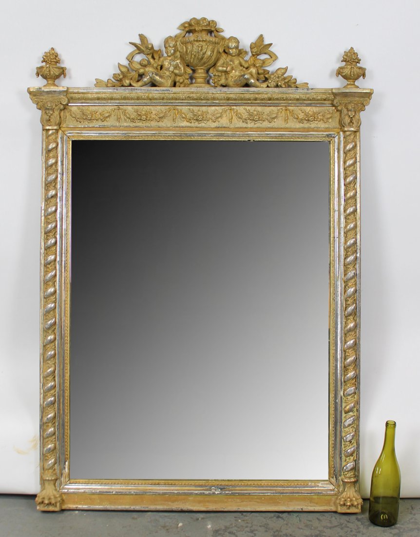 Antique French gilt mirror with cherubs (1 of 10)