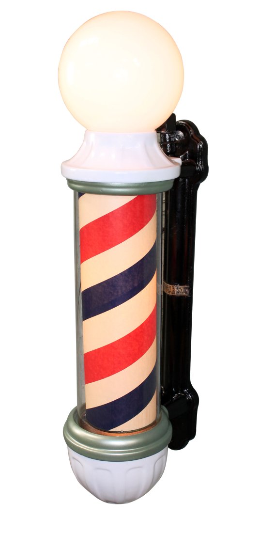 Antique porcelain over cast iron wall mount barber pole (1 of 10)