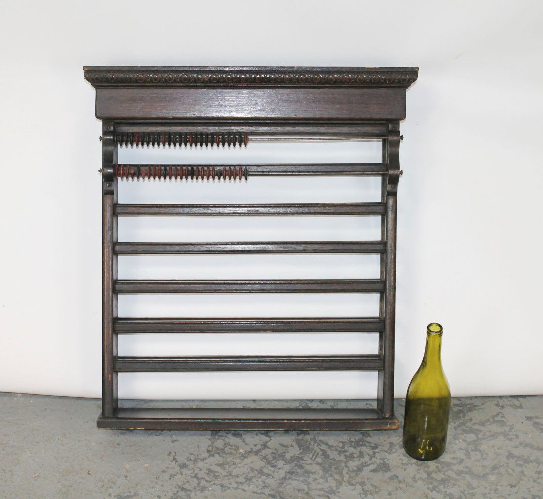 Antique American oak pool ball rack with score board (1 of 7)