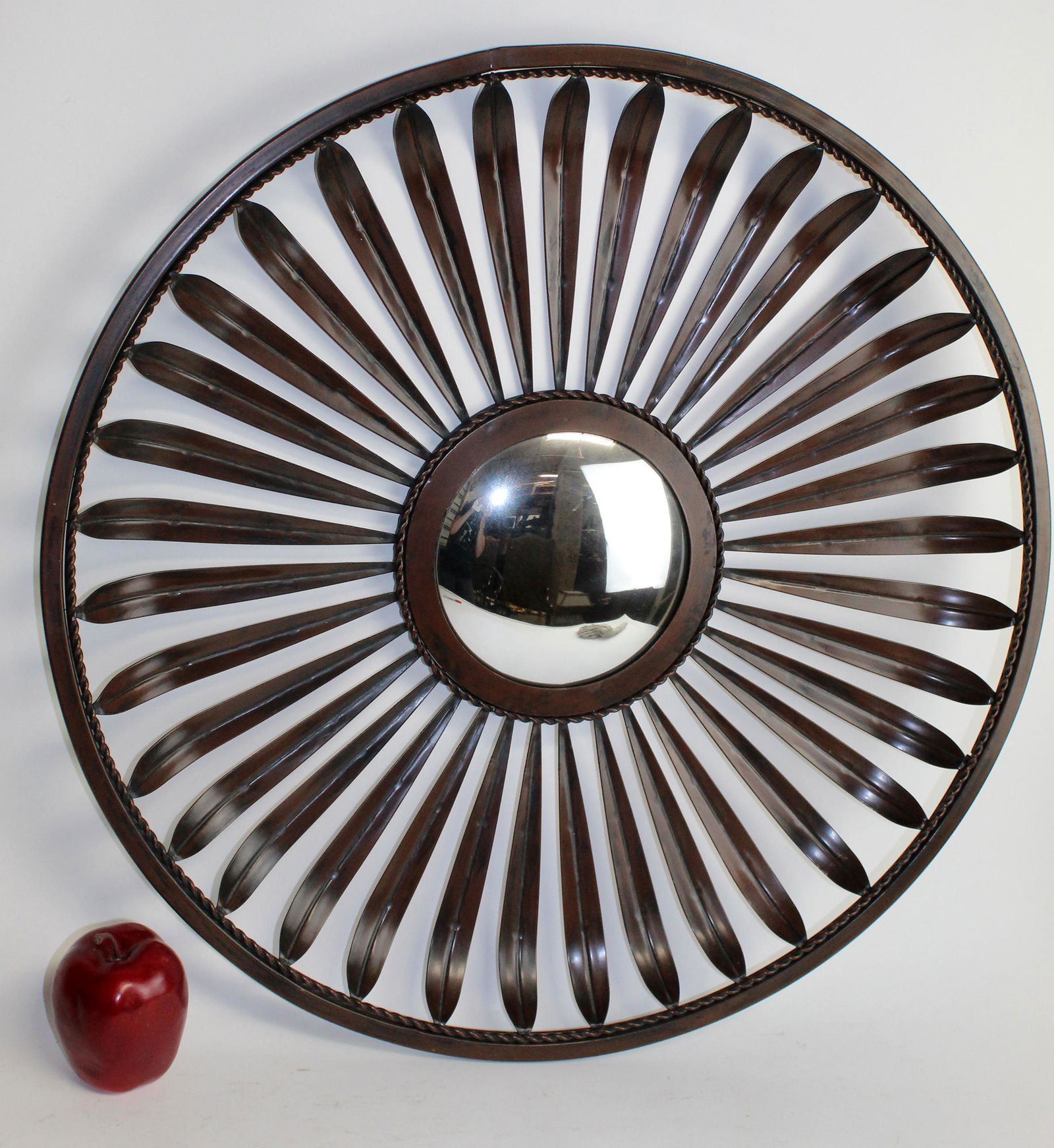 Modern metal sunburst mirror w/ convex glass (1 of 7)