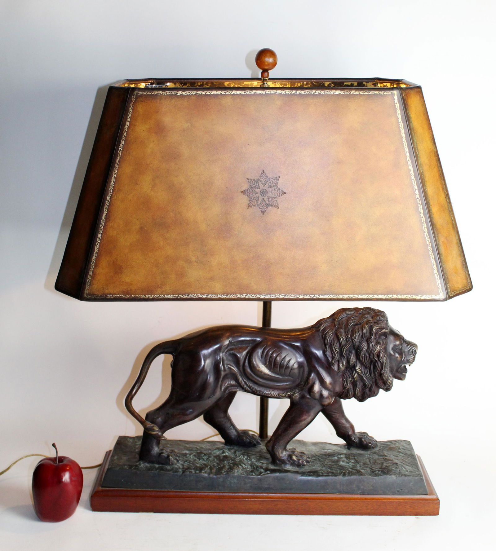 Maitland Smith lion lamp with leather shade (1 of 10)