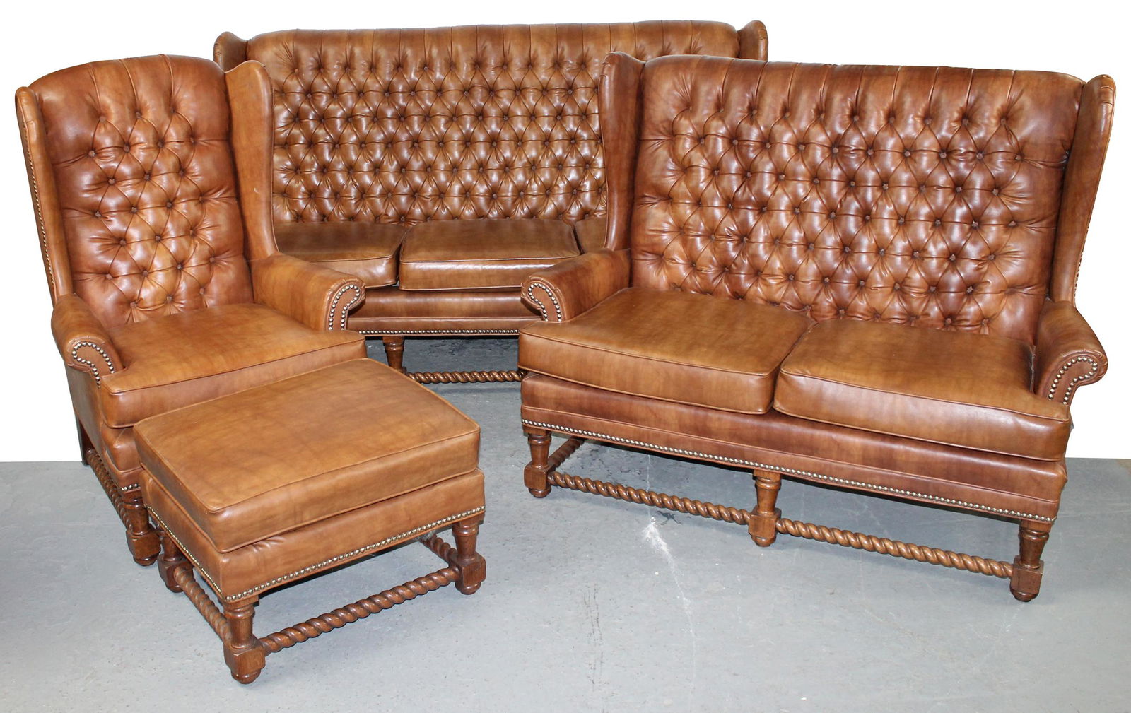 Kroehler tufted back library sofa, loveseat, arm chair and ottoman (1 of 11)