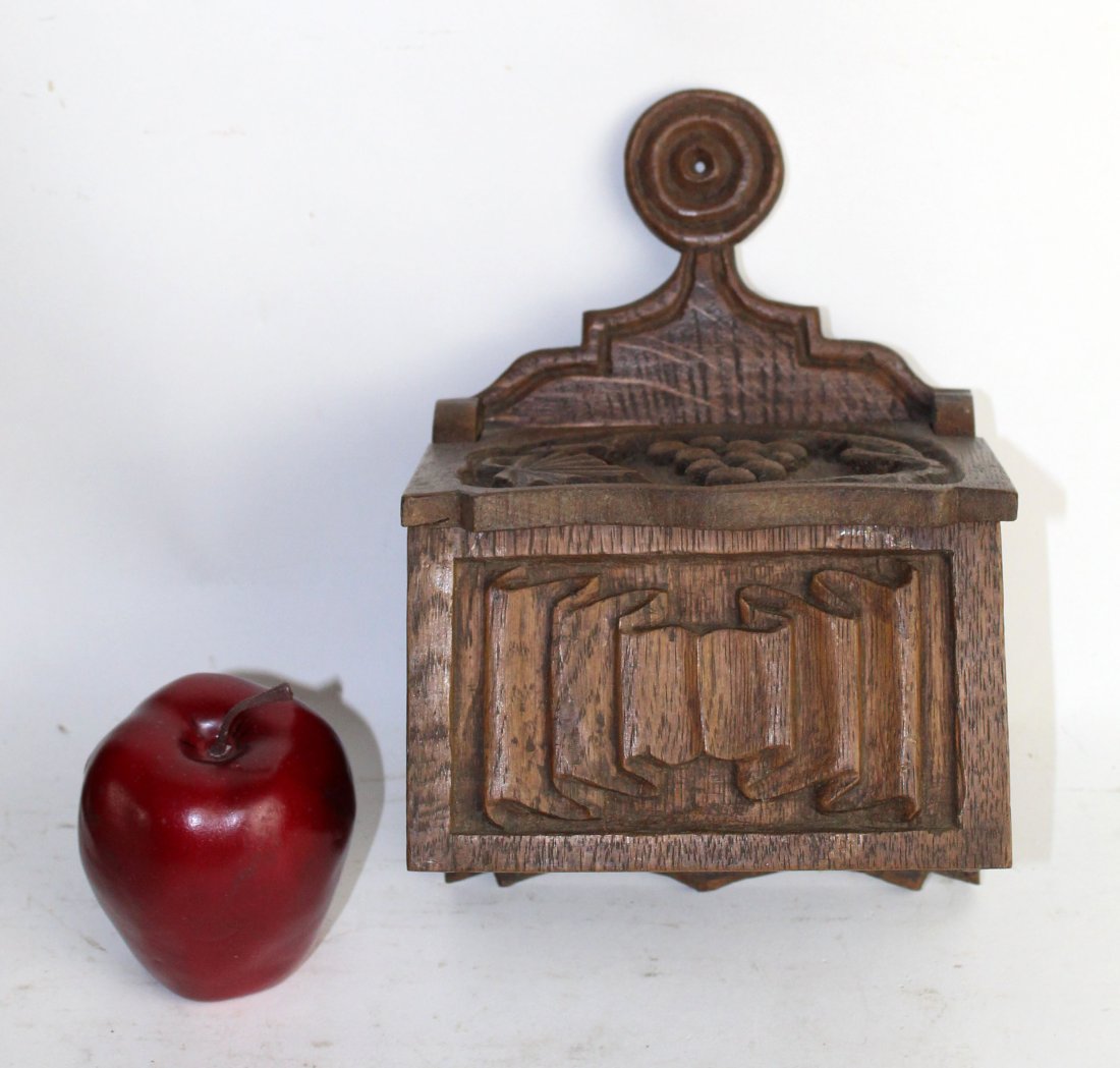French Provincial salt box with carved grapes (1 of 7)