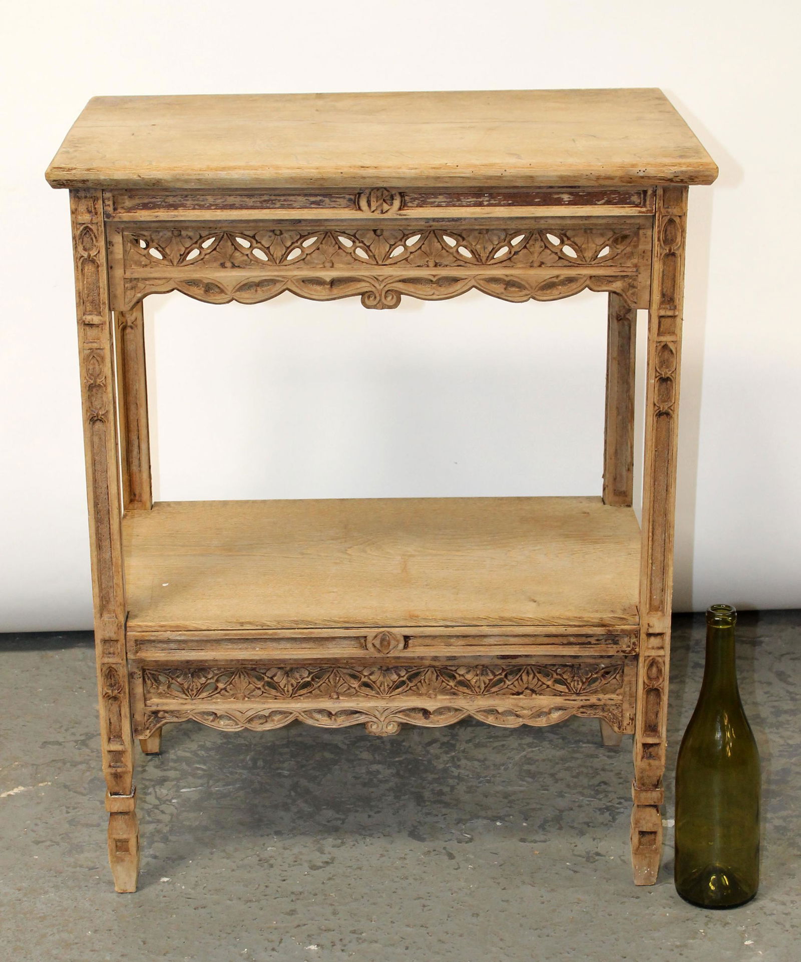 French 2 tier side table with pierce carved apron (1 of 10)