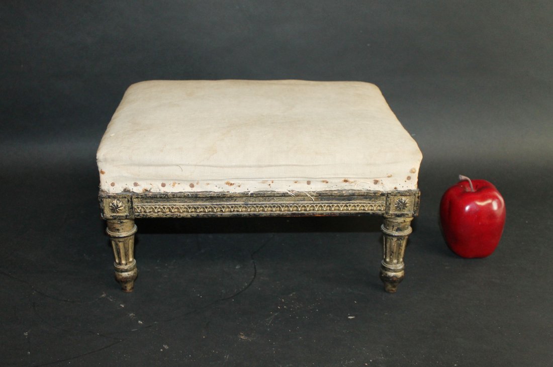 Small French Louis XVI style footstool on painted base (1 of 9)