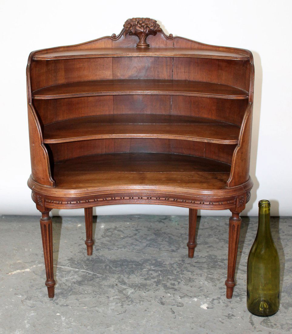 Louis XVI style petite curved open shelf side table (1 of 6)