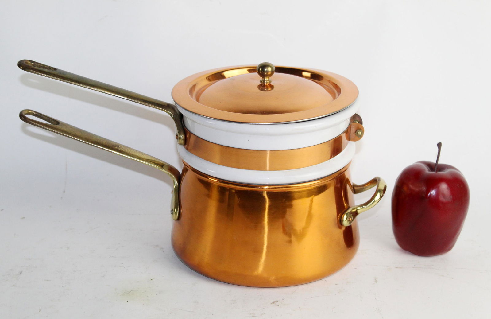 Vintage copper double boiler with porcelain insert (1 of 8)