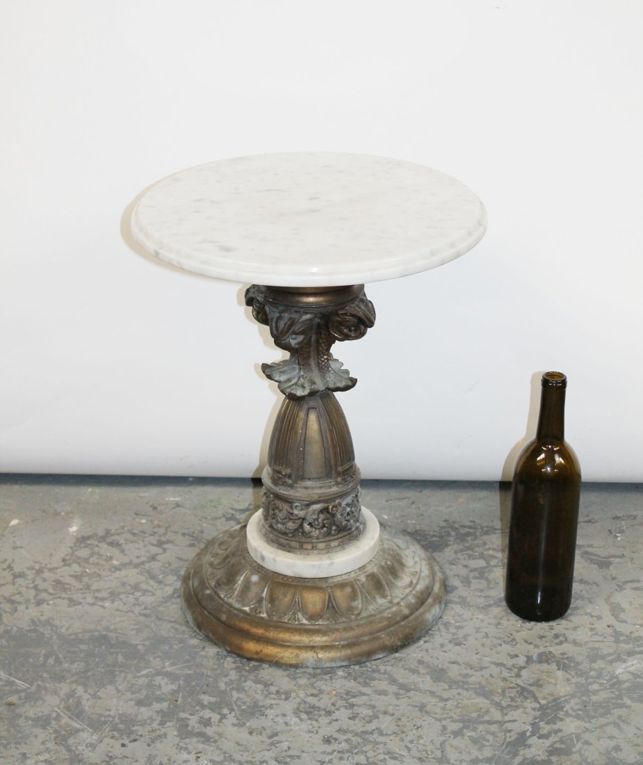Victorian brass and marble pedestal table (1 of 5)