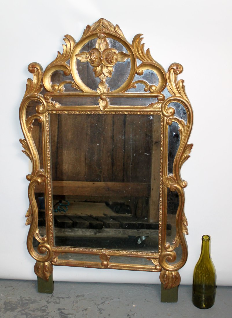 French painted and gilt wood Rococo style mirror (1 of 7)