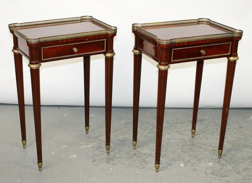 Pair of Louis XVI style mahogany side tables (1 of 8)