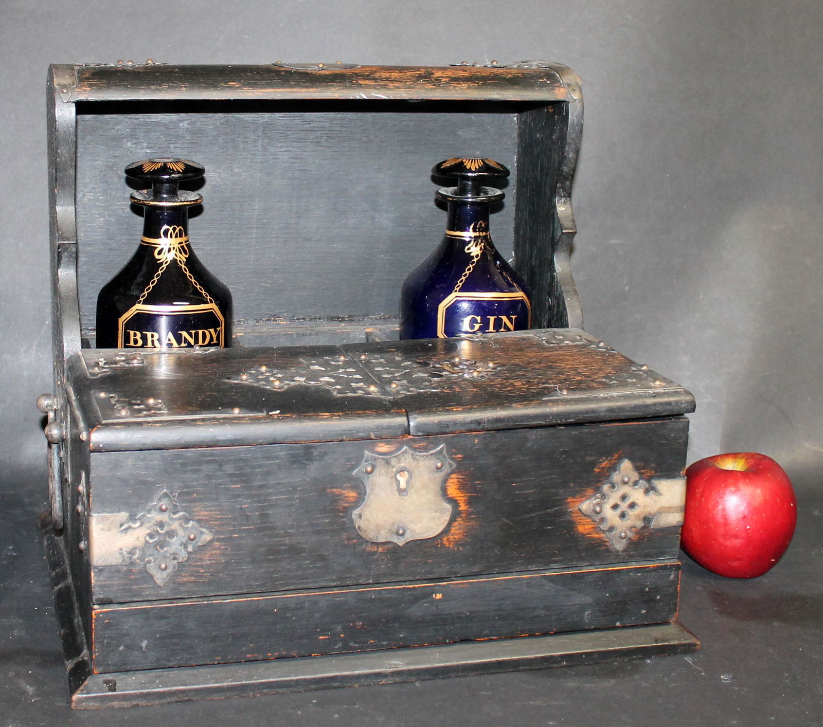 Antique English tantalus set in oak (1 of 13)