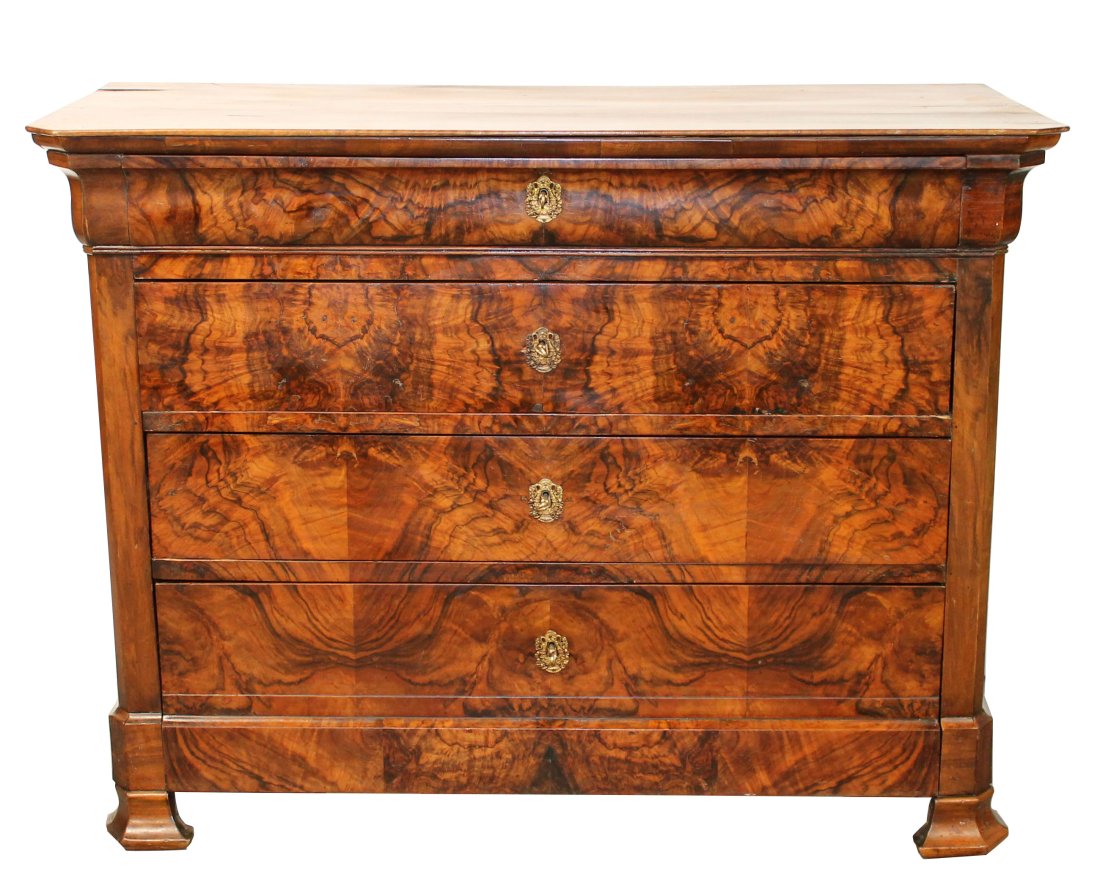 French Louis Philippe burled walnut commode with walnut top (1 of 10)