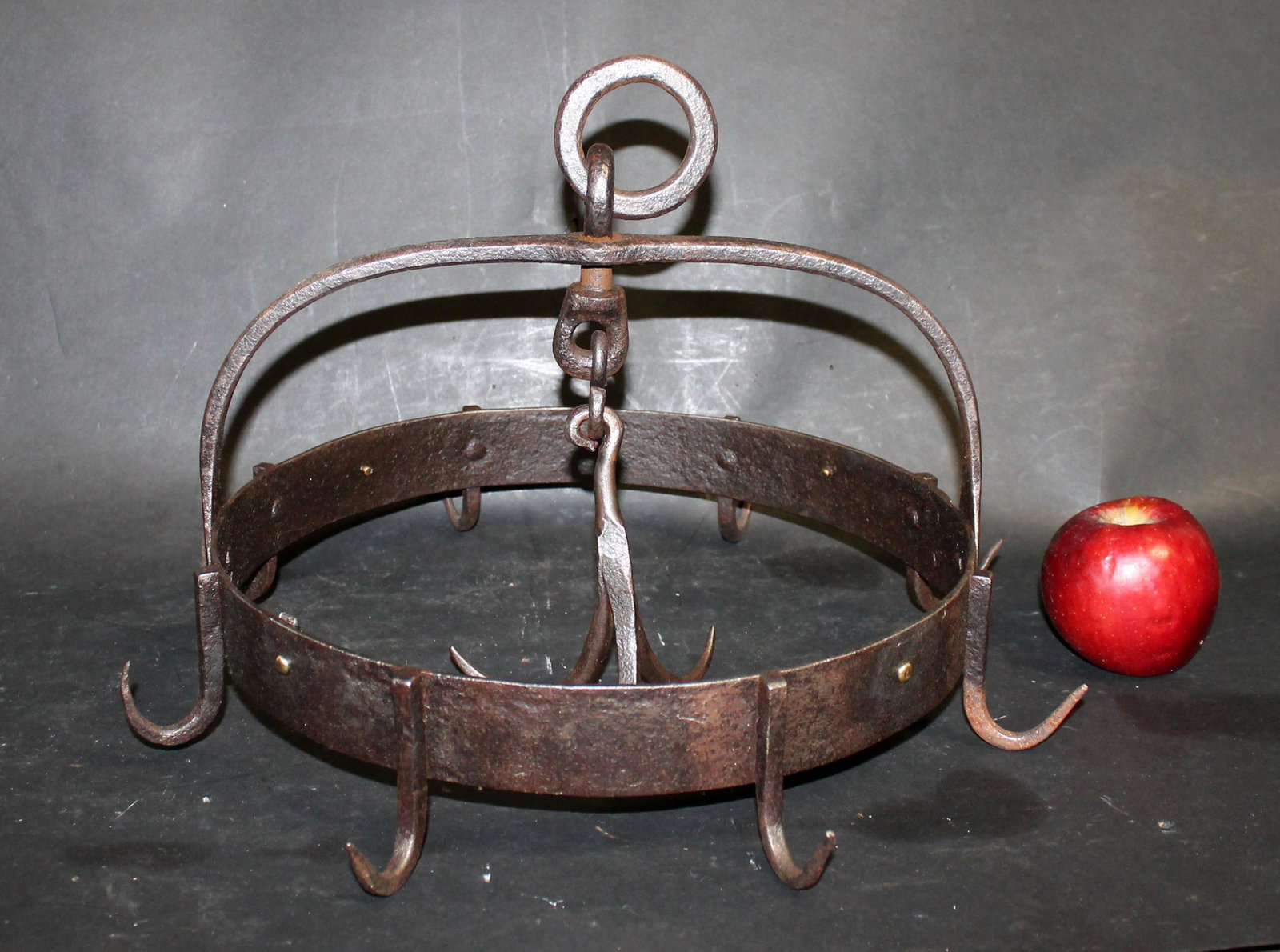 French wrought iron domed pot rack with hooks (1 of 11)