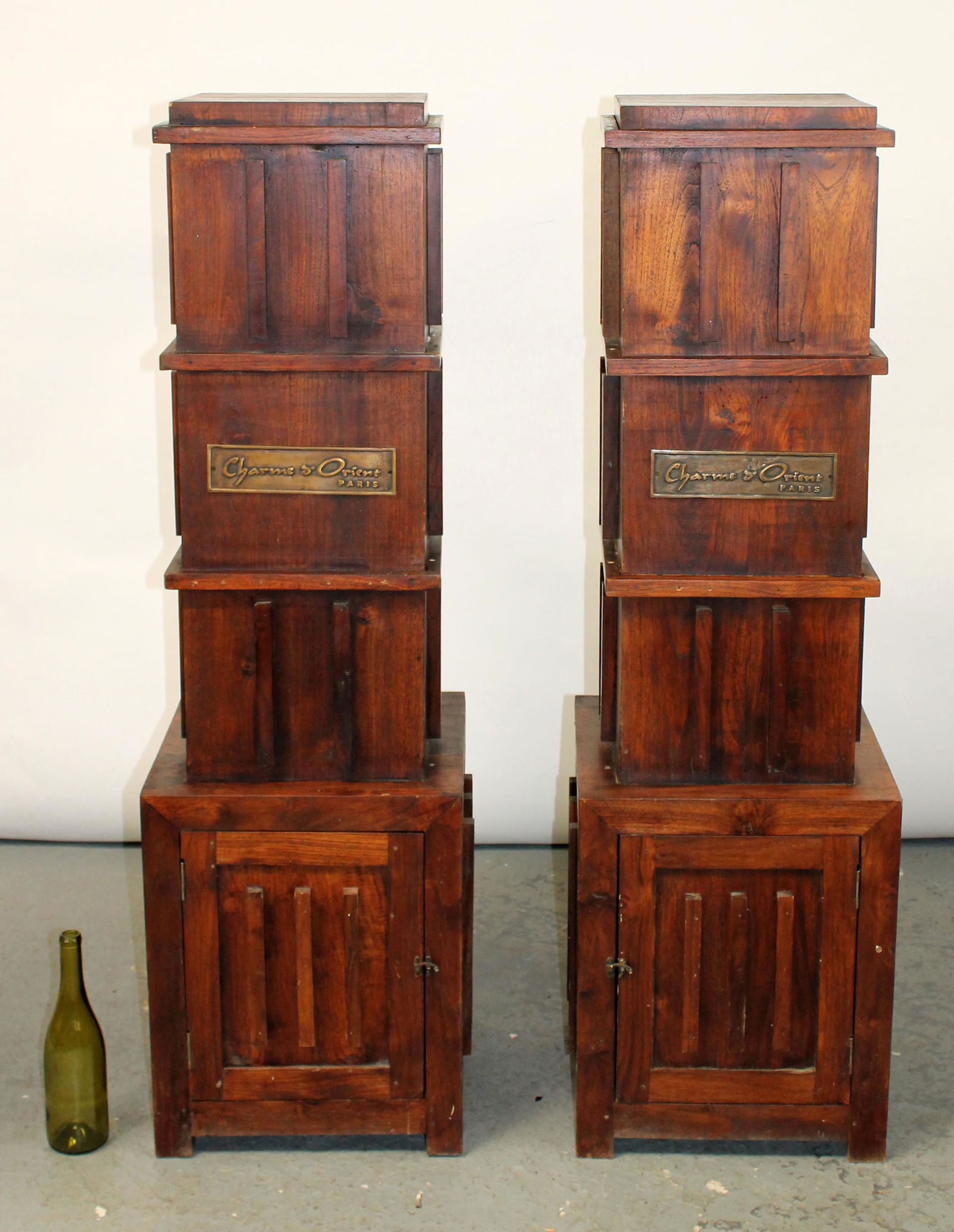 Pair of French pedestals in the form of stacked boxes.  From Charme d'Orient spa in Paris. (1 of 9)