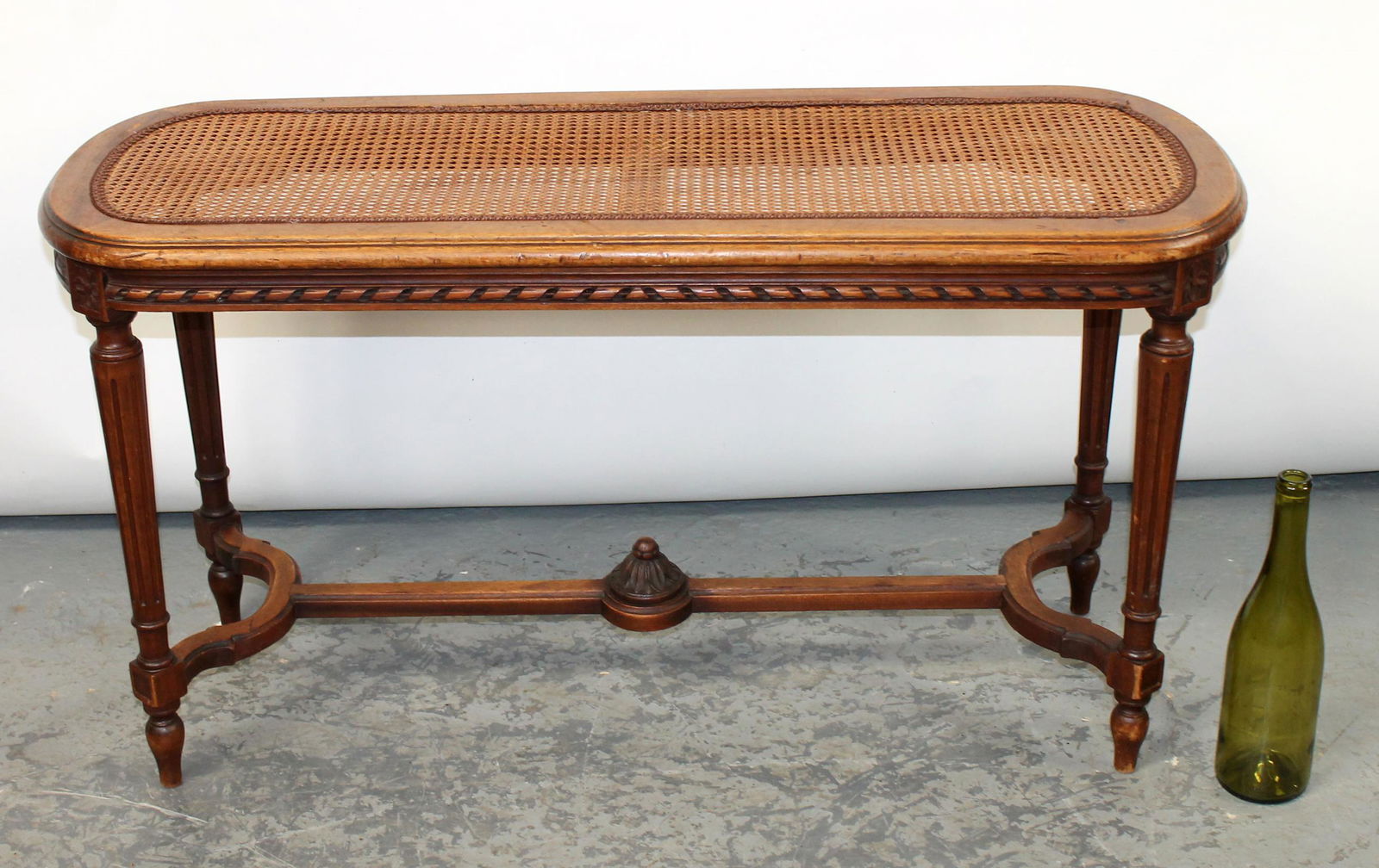 French Louis XVI oval backless bench with cane seat (1 of 5)