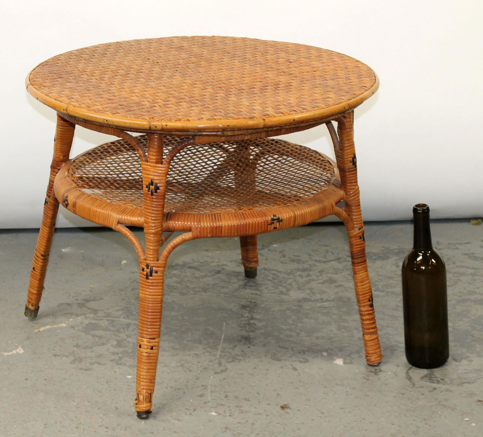 Vintage rattan and bamboo side table (1 of 6)