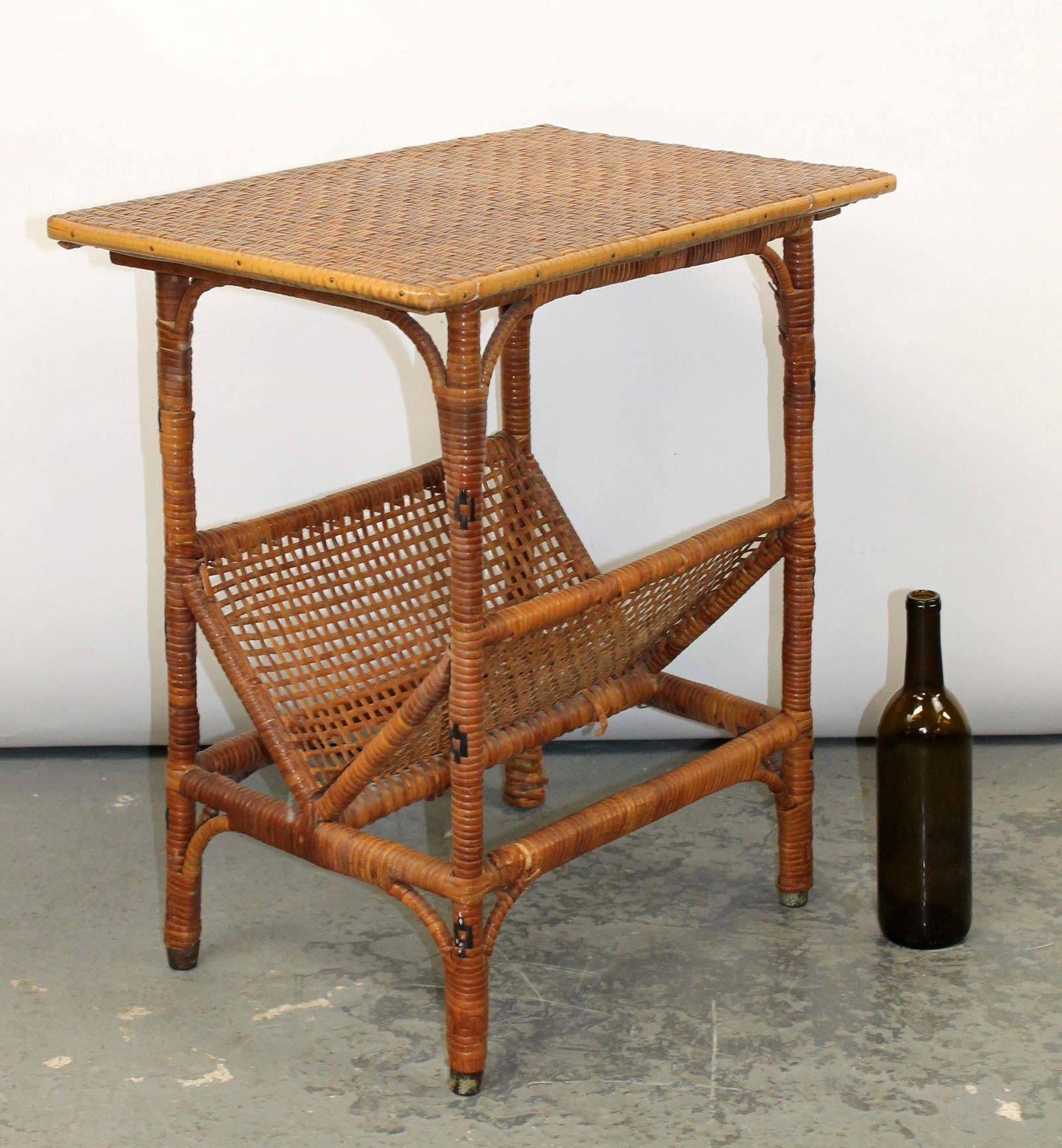 Vintage rattan and bamboo magazine side table (1 of 5)