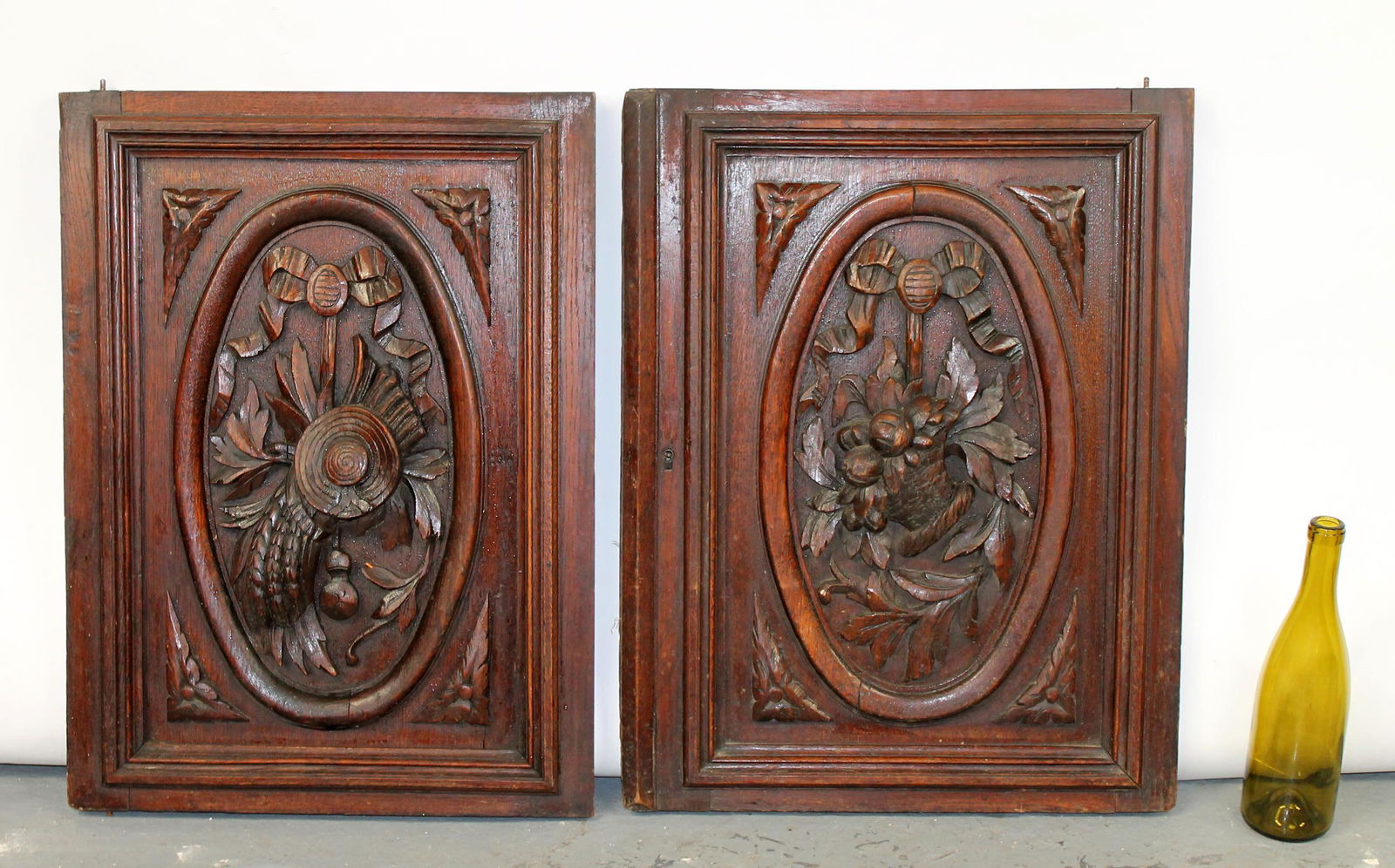 Pair French relief carved oak panels (1 of 6)