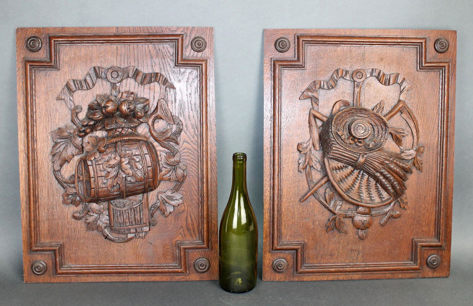 Pair French relief carved oak panels (1 of 7)