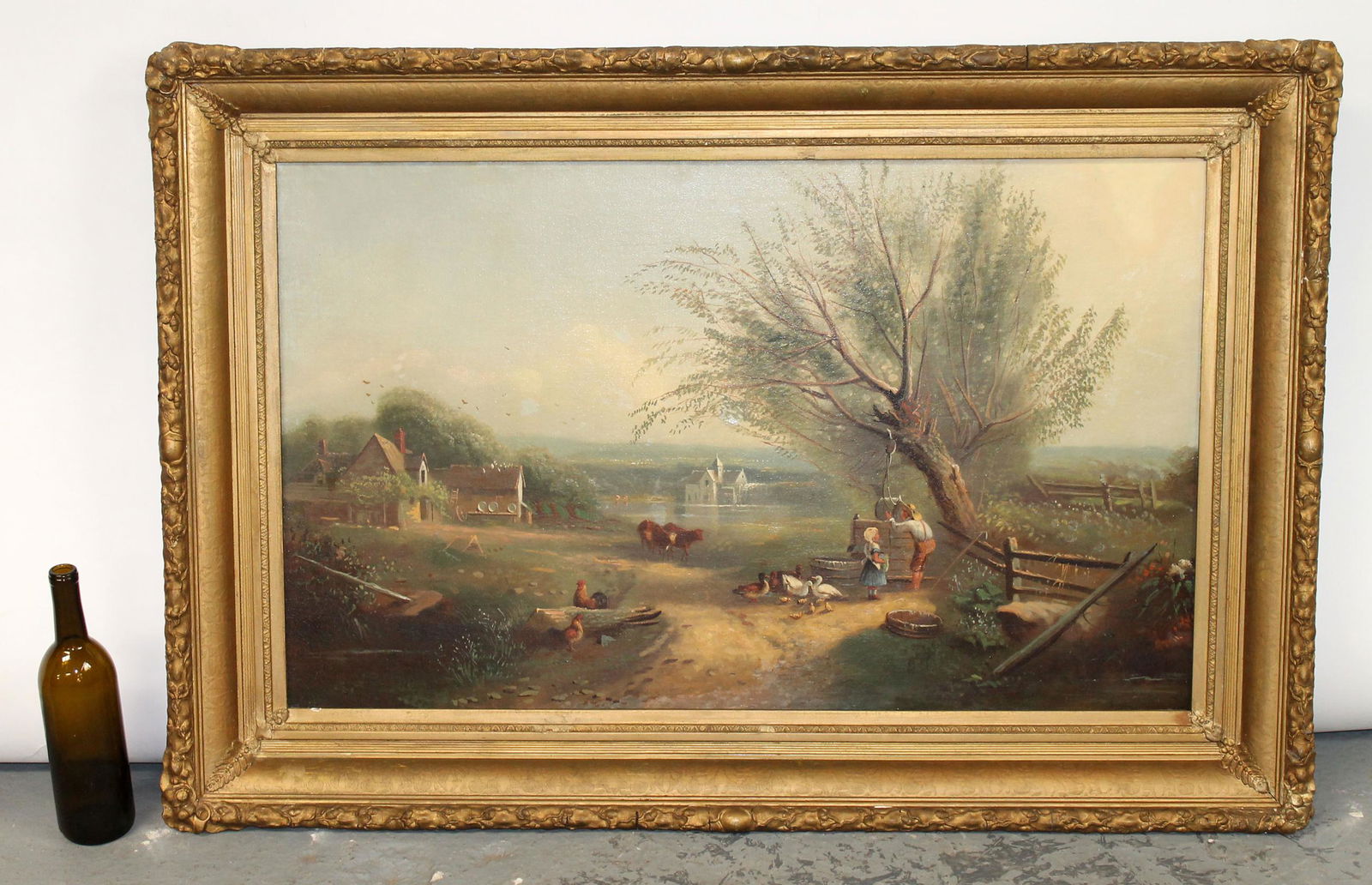 Oil on canvas depicting farmhouse scene (1 of 9)