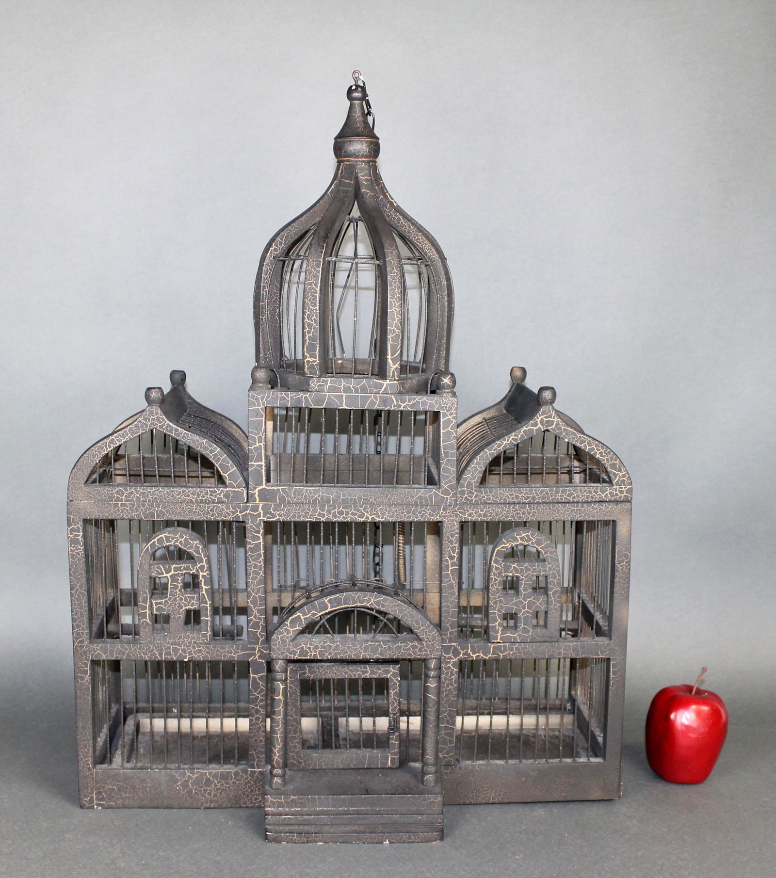 Primitive bird cage with black crackle finish (1 of 10)