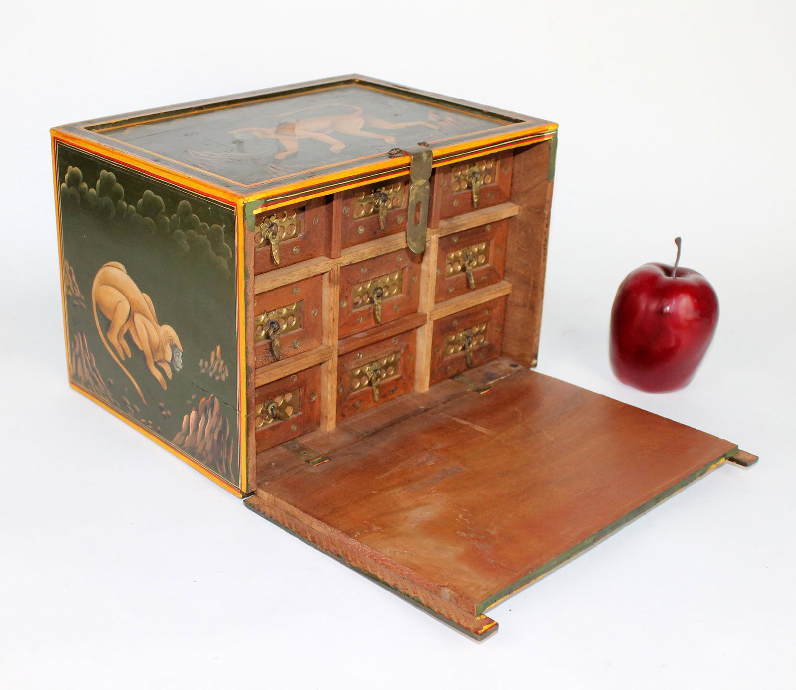 Indian hand painted jewelry box with monkeys (1 of 9)
