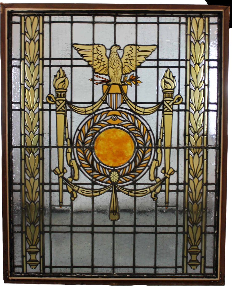 Stained and painted landing window with focal eagle (1 of 14)