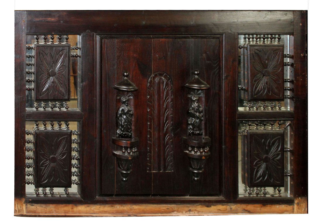 Antique English carved oak panel with figures (1 of 16)