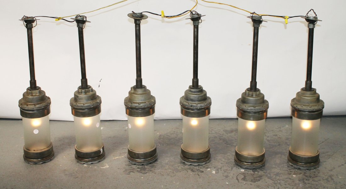 (6)  Rare Crouse Hinds iron & glass cylinder mining lights (1 of 10)