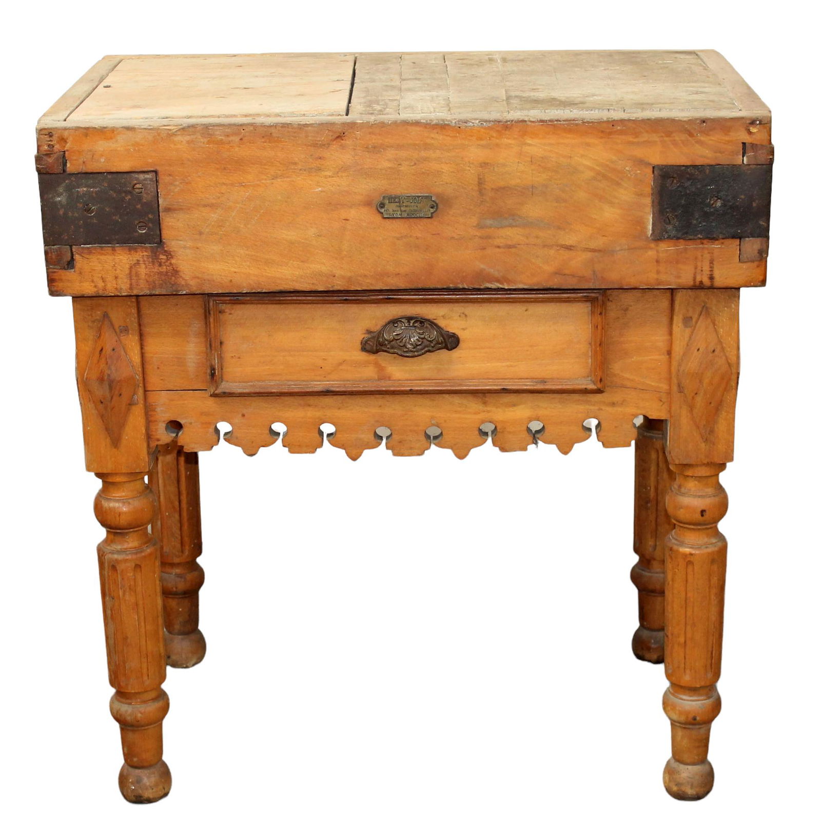 French Provincial butcher block on turned legs (1 of 12)