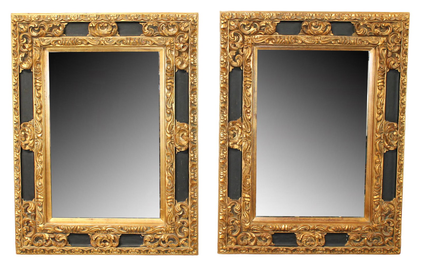 Pair black & gold framed beveled glass mirrors (1 of 7)