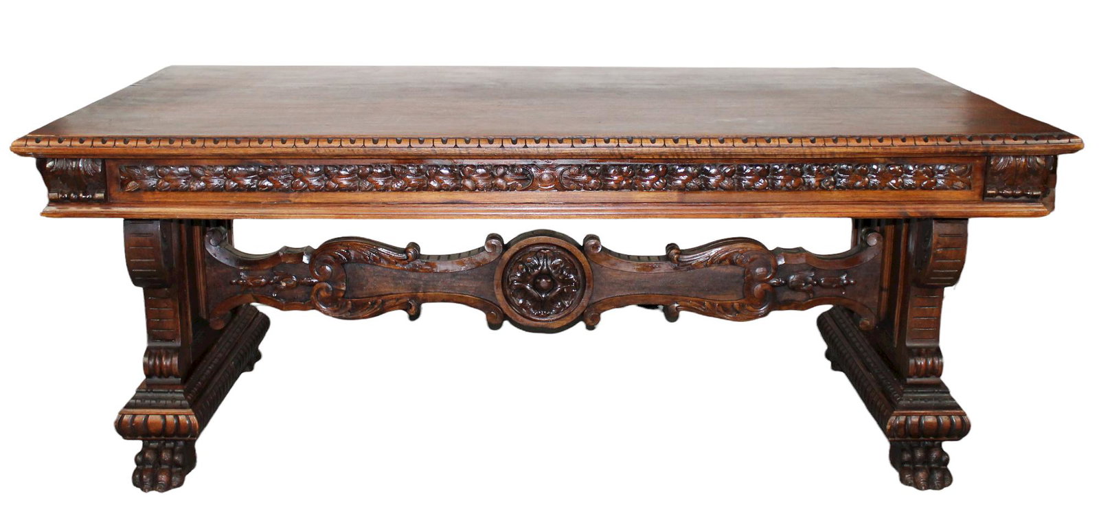 Italian Renaissance library table in walnut (1 of 11)