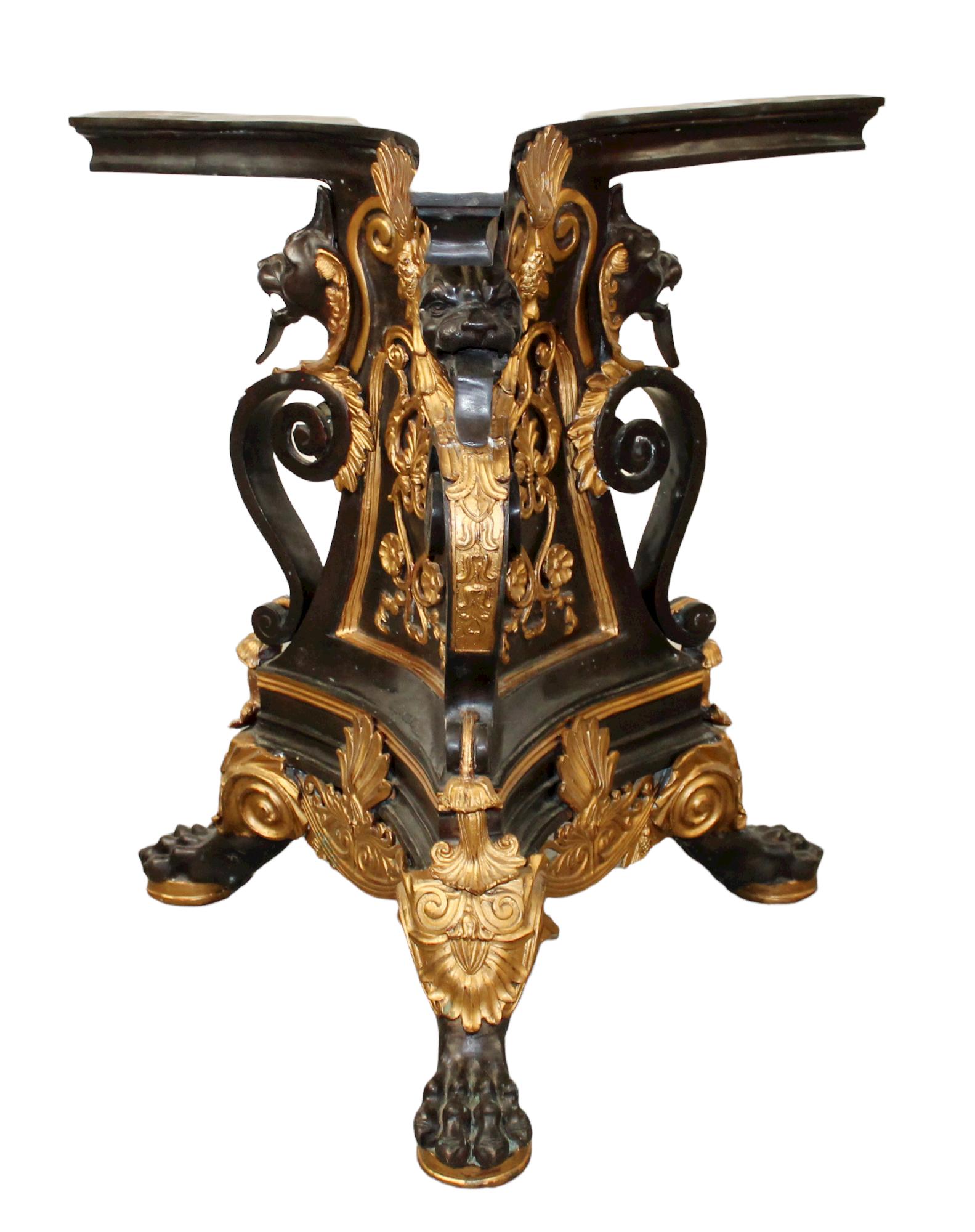 Baroque style bronze table base with griffins (1 of 7)