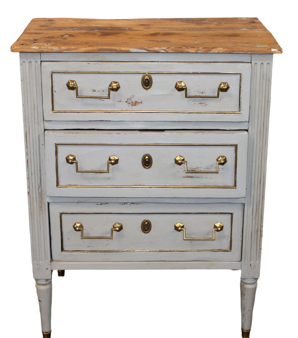 French Louis XVI style painted 3 drawer commode (1 of 8)